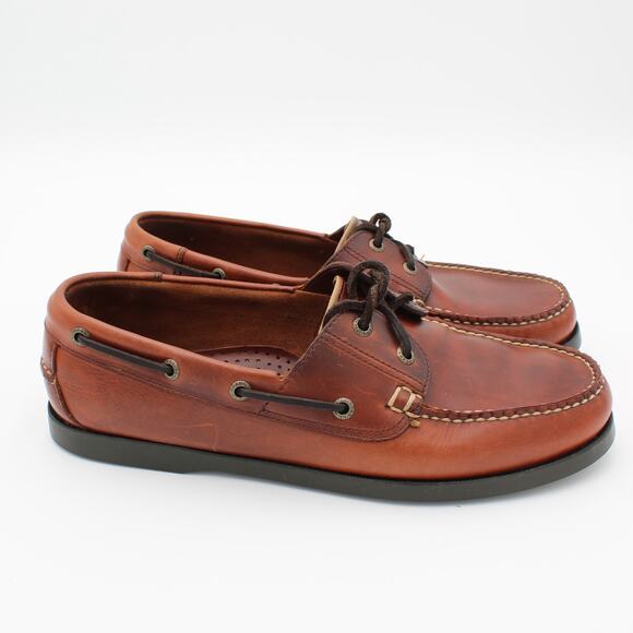 LL Bean Loafer Boat Shoe Mens 12 EE Wide Brown Leather Classic Preppy - Picture 1 of 8
